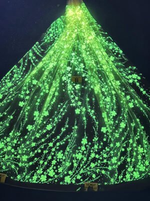 LC3617 Moonlight Floral Glitter Tulle Fabric