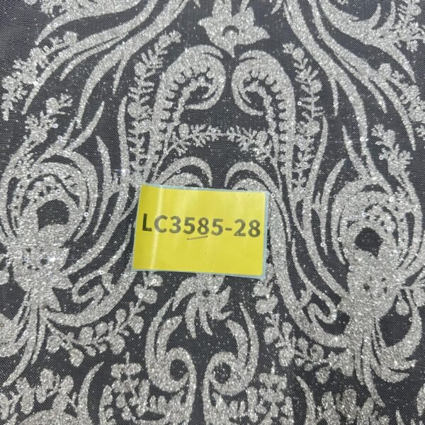 LC3585-28 Pure Silver Bridal Glitter Lace