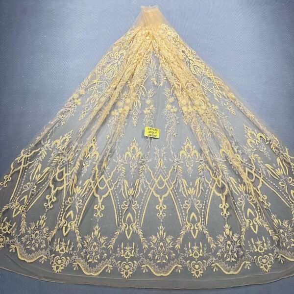 LC7672 Custom 3D Embellished Tulle Fabric