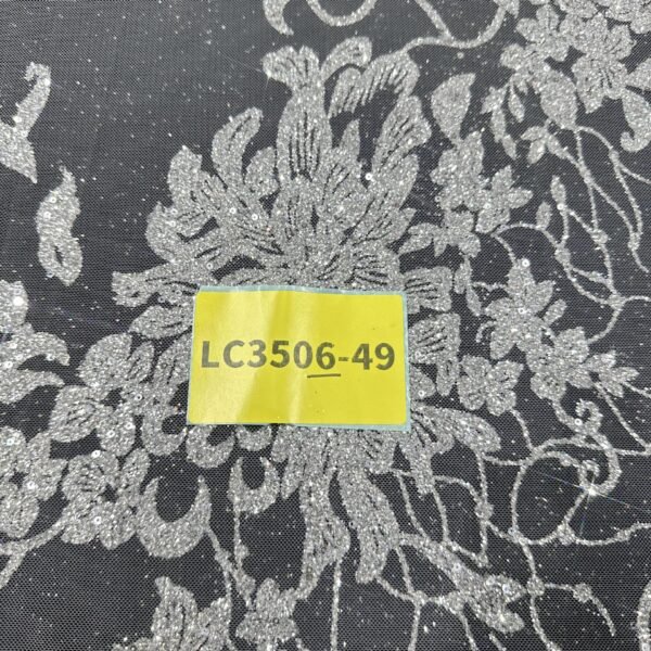 LC3506-49 Pure Silver Bridal Glitter Lace