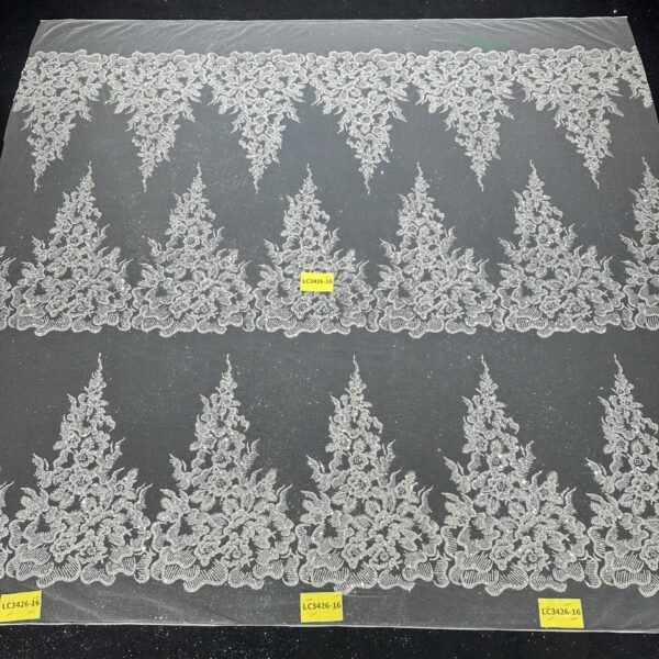 LC3426-16 Pure Silver Bridal Glitter Lace
