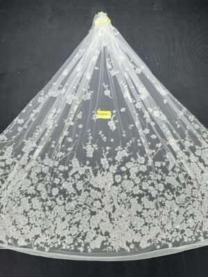 LC3539-1 Pure Silver Bridal Glitter Lace