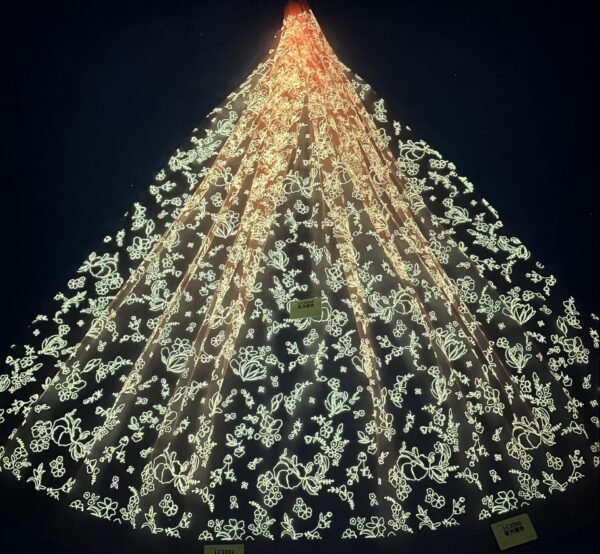 LC3550 Moonlight Floral Glitter Tulle Fabric