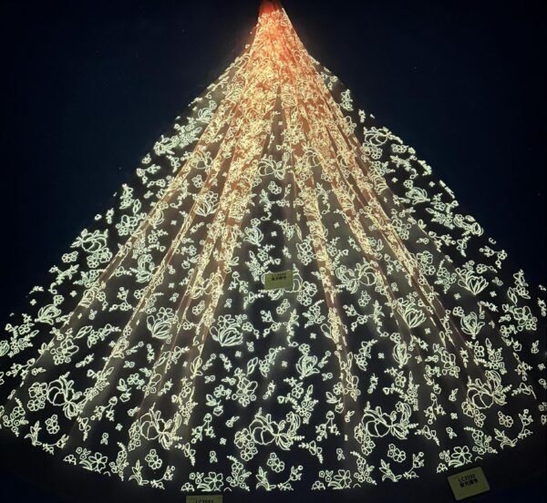 LC3592 Moonlight Floral Glitter Tulle Fabric