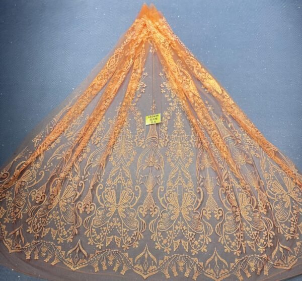 LC3634 Moonlight Floral Glitter Tulle Fabric