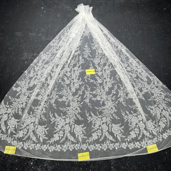 LC3552-33 Pure Silver Bridal Glitter Lace