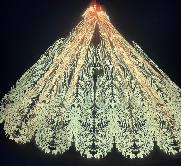 LC3636 Moonlight Floral Glitter Tulle Fabric