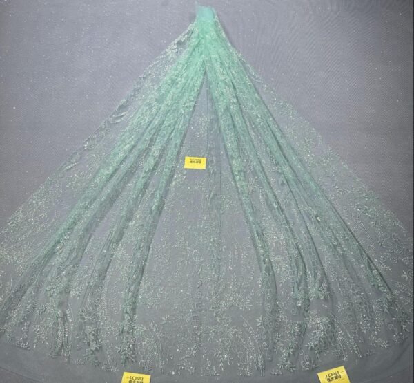 LC3603 Moonlight Floral Glitter Tulle Fabric