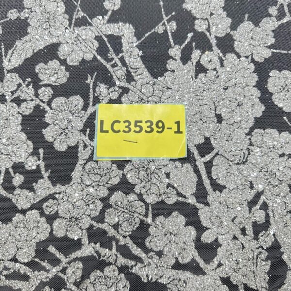 LC3539-1 Pure Silver Bridal Glitter Lace