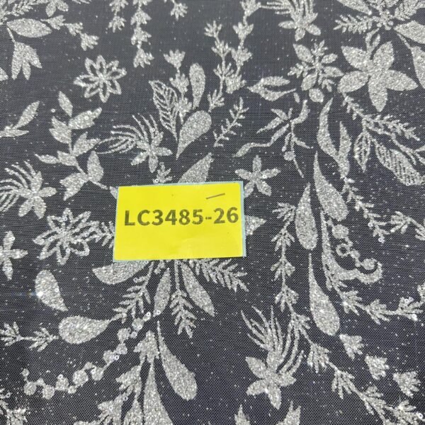 LC3485-26 Pure Silver Bridal Glitter Lace