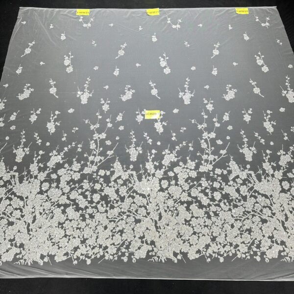 LC3539-1 Pure Silver Bridal Glitter Lace