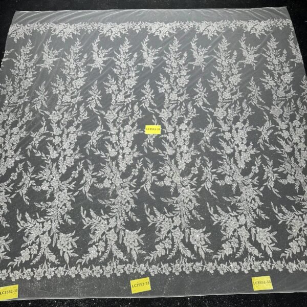 LC3552-33 Pure Silver Bridal Glitter Lace