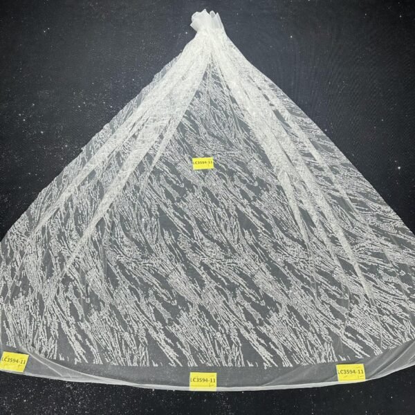 LC3594-11 Pure Silver Bridal Glitter Lace