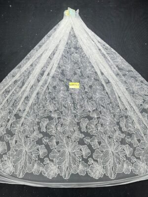 LC3520-2 Pure Silver Bridal Glitter Lace