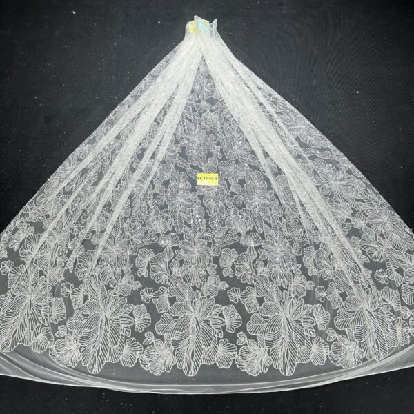 LC3520-2 Pure Silver Bridal Glitter Lace
