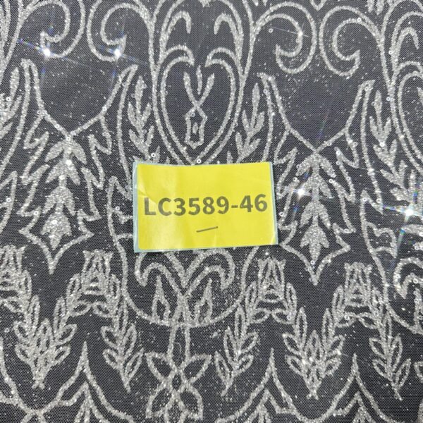 LC3589-46 Pure Silver Bridal Glitter Lace