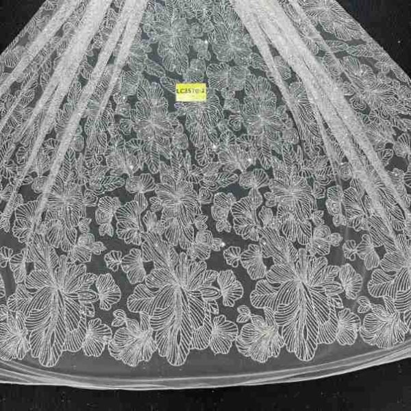 LC3520-2 Pure Silver Bridal Glitter Lace
