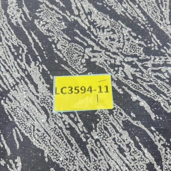 LC3594-11 Pure Silver Bridal Glitter Lace