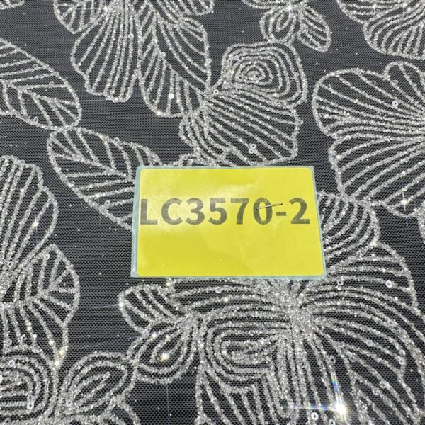 LC3520-2 Pure Silver Bridal Glitter Lace