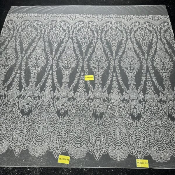 LC3563-41 Pure Silver Bridal Glitter Lace
