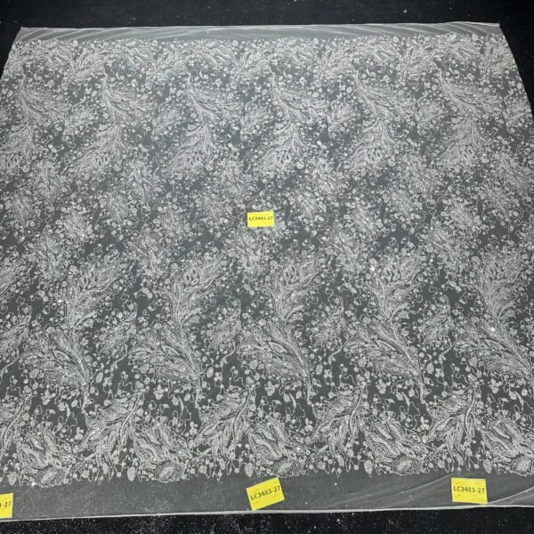LC3483-27 Pure Silver Bridal Glitter Lace