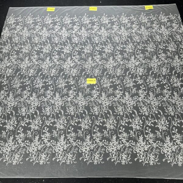 LC3598-10 Pure Silver Bridal Glitter Lace