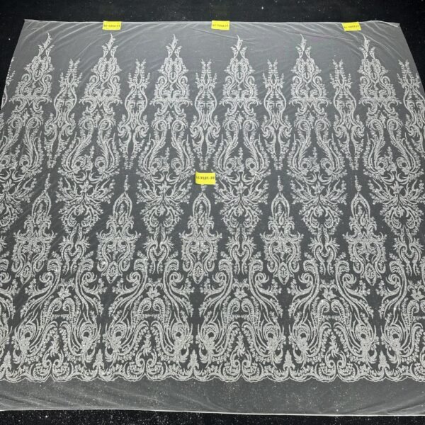 LC3585-28 Pure Silver Bridal Glitter Lace