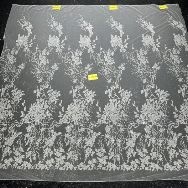 LC3506-49 Pure Silver Bridal Glitter Lace