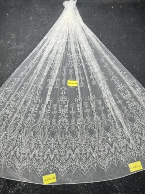 LC3589-46 Pure Silver Bridal Glitter Lace