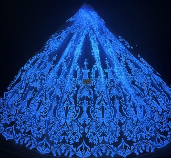 LC3634 Moonlight Floral Glitter Tulle Fabric