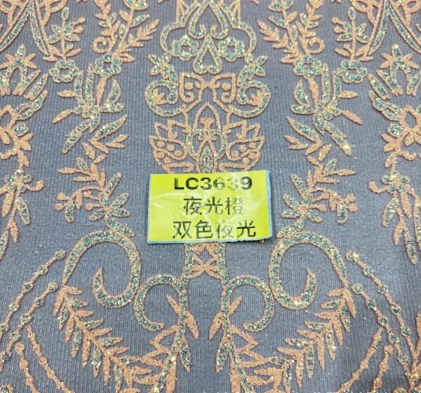 LC3639 Moonlight Floral Glitter Tulle Fabric