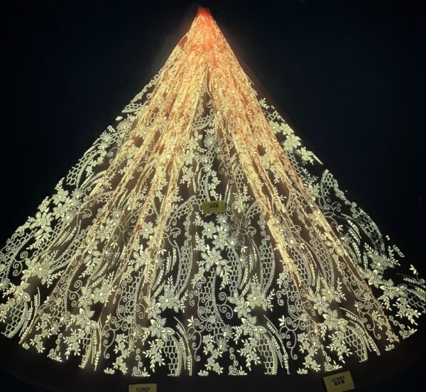 LC3603 Moonlight Floral Glitter Tulle Fabric