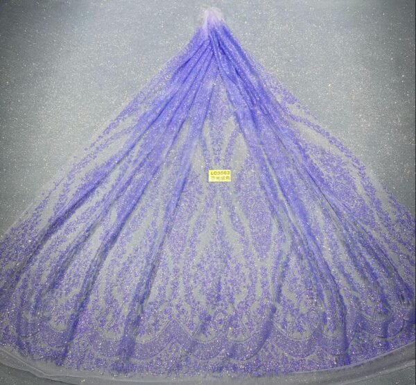 LC3563 Moonlight Floral Glitter Tulle Fabric