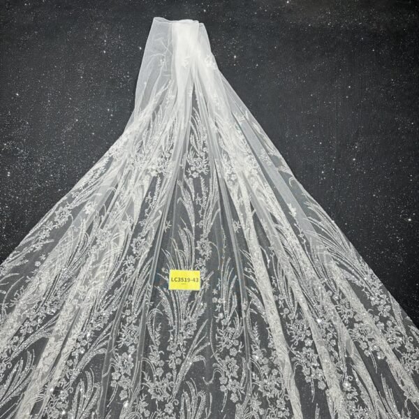 LC3519-43 Pure Silver Bridal Glitter Lace