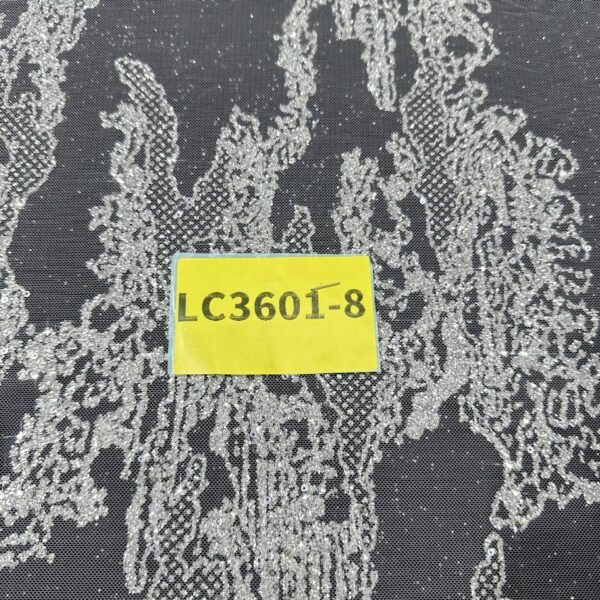 LC3601-8 Pure Silver Bridal Glitter Lace