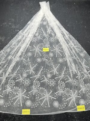 LC3524-47 Pure Silver Bridal Glitter Lace
