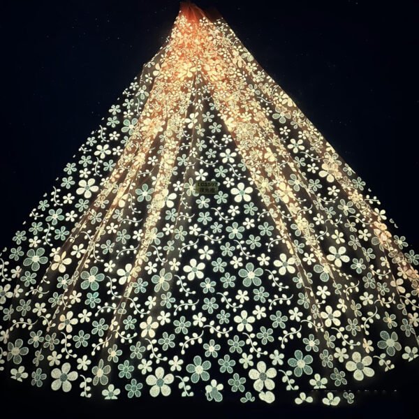 LC3594 Moonlight Floral Glitter Tulle Fabric