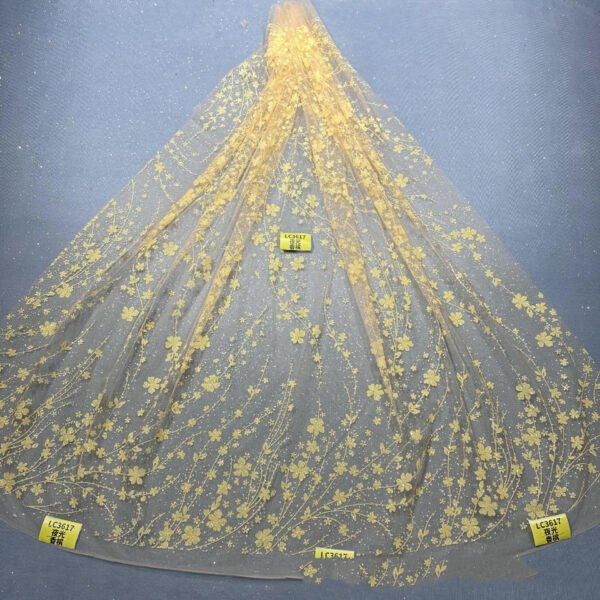 LC3665 Moonlight Floral Glitter Tulle Fabric