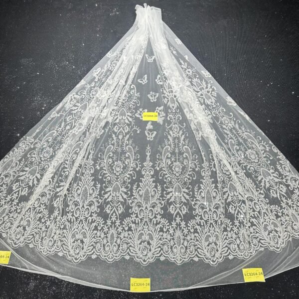 LC3264-24 Pure Silver Bridal Glitter Lace