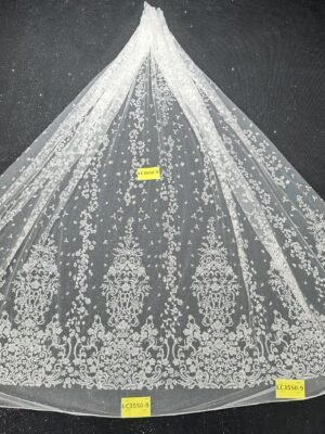 LC3550-9 Pure Silver Bridal Glitter Lace