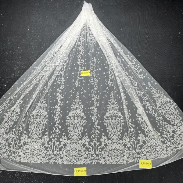 LC3550-9 Pure Silver Bridal Glitter Lace