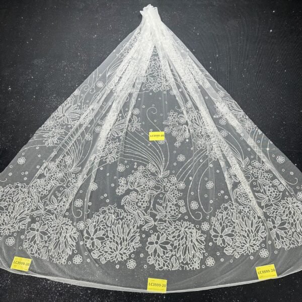 LC3599-20 Pure Silver Bridal Glitter Lace