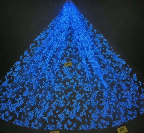 LC3592 Moonlight Floral Glitter Tulle Fabric
