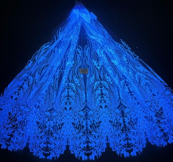 LC3636 Moonlight Floral Glitter Tulle Fabric