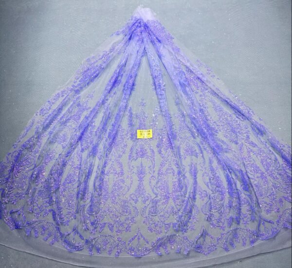 LC3634 Moonlight Floral Glitter Tulle Fabric