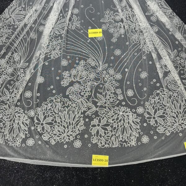 LC3599-20 Pure Silver Bridal Glitter Lace