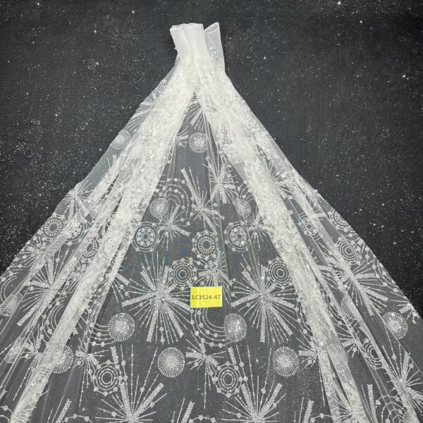 LC3524-47 Pure Silver Bridal Glitter Lace