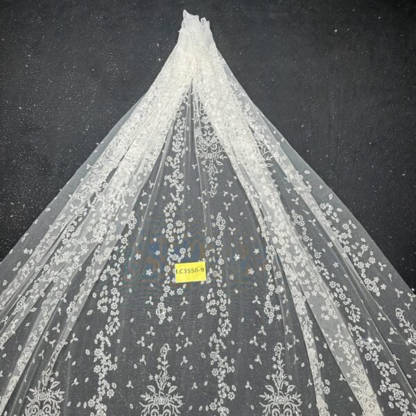 LC3550-9 Pure Silver Bridal Glitter Lace