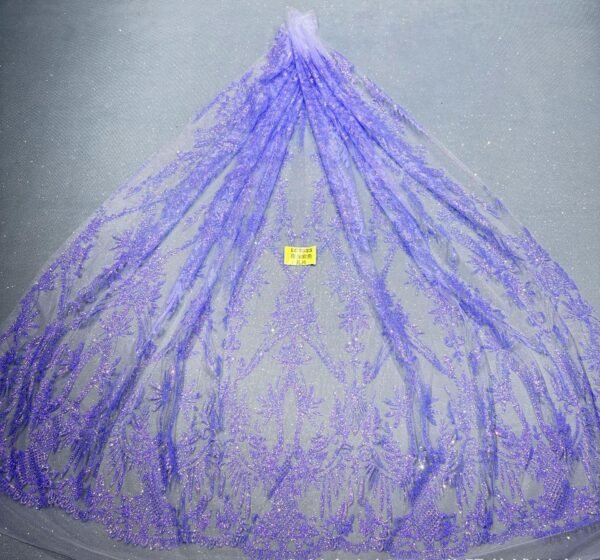 LC3633 Moonlight Floral Glitter Tulle Fabric