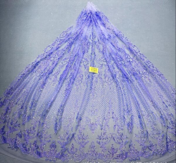 LC3639 Moonlight Floral Glitter Tulle Fabric